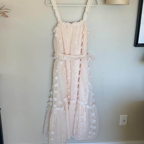 Meet You There Cream White Swiss Dot Midi Dress size large - Picture 6 of 12